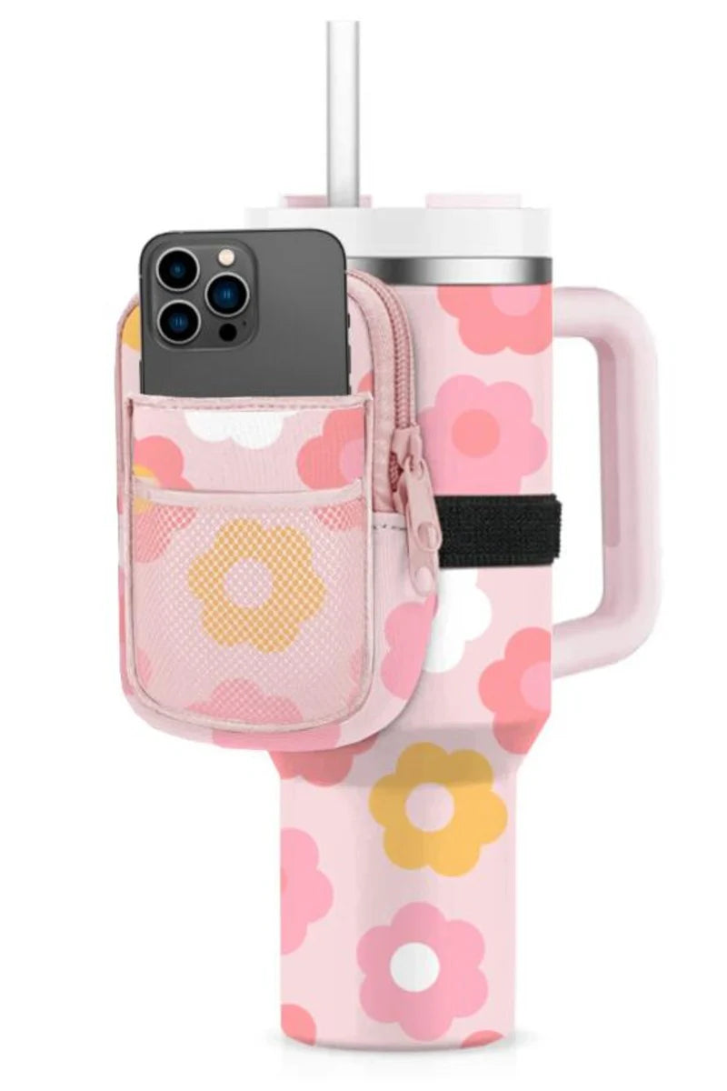 Groovy Flowers Water Bottle Zipper Pouch
