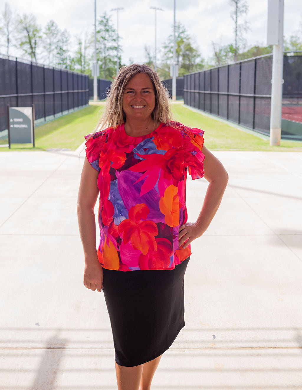 Plus Size Short Sleeve Floral Top