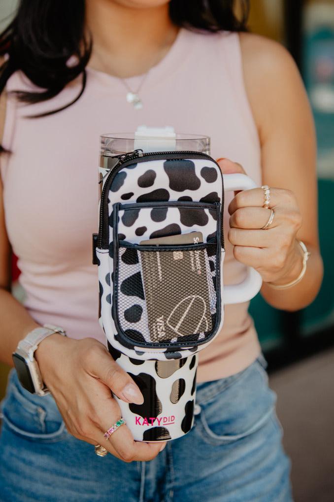 Cow Print Water Bottle Zipper Pouch