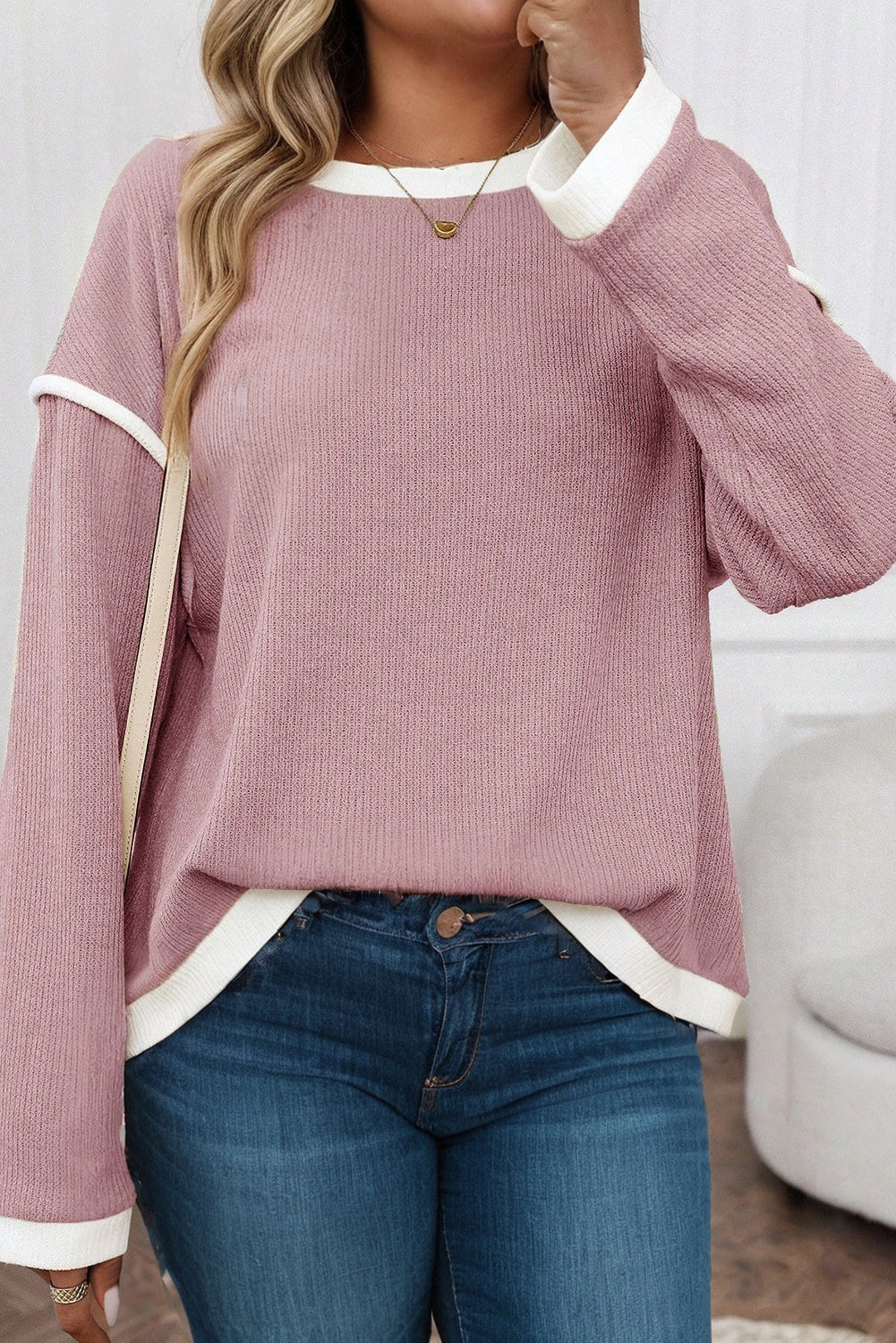 Pink Contrast Plus Size Top RTS