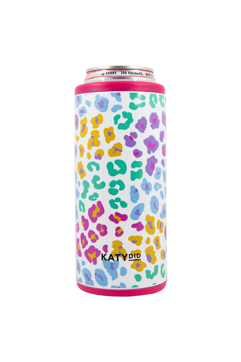 Pastel Leopard SLIM Can Cooler