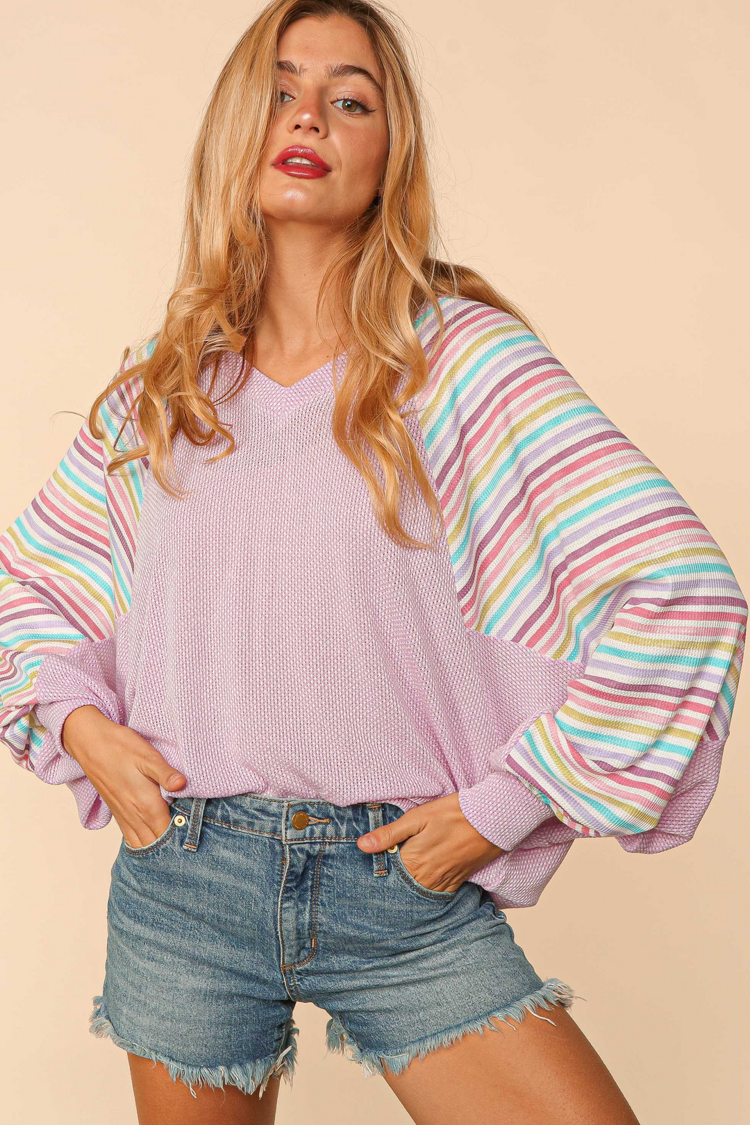 Plus Size Multi Color Long Sleeve Top