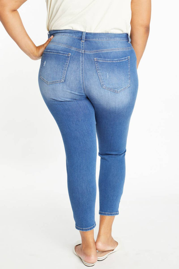 Plus Size Distressed High Rise Ankle Skinny Jeans