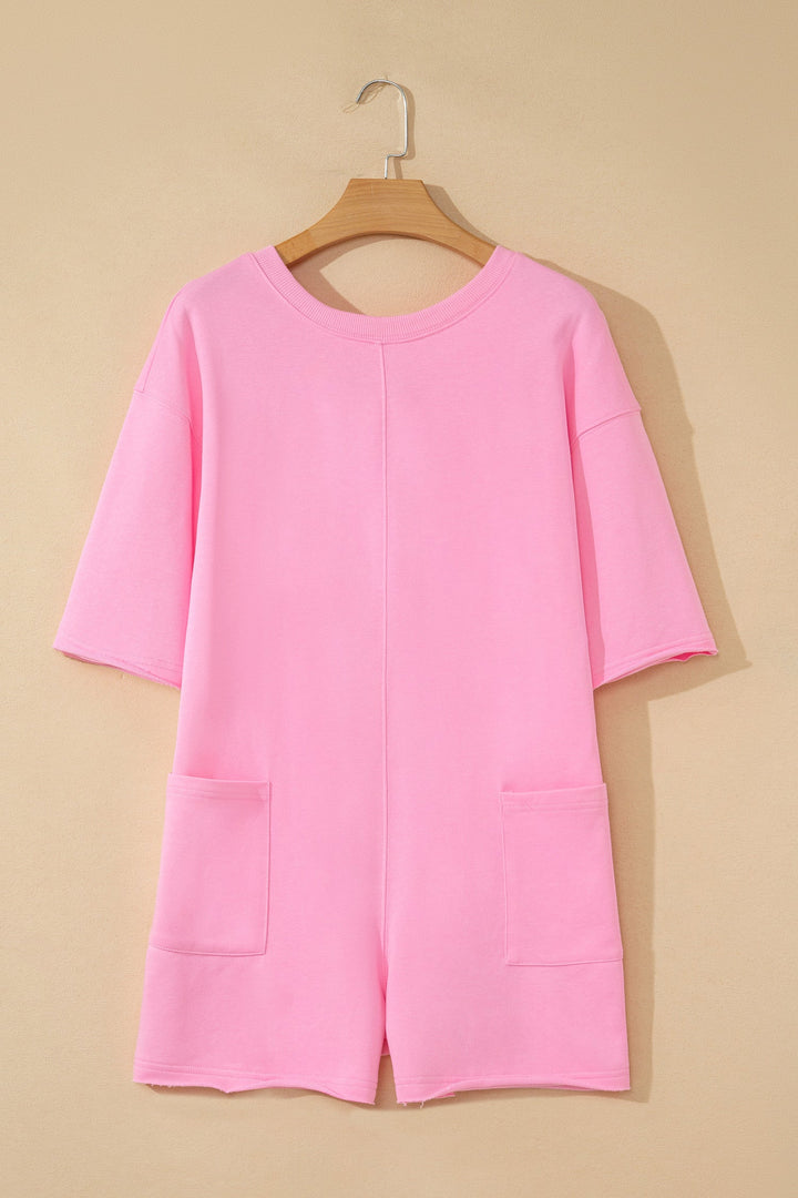 Pink Raw Edge Loose Romper RTS
