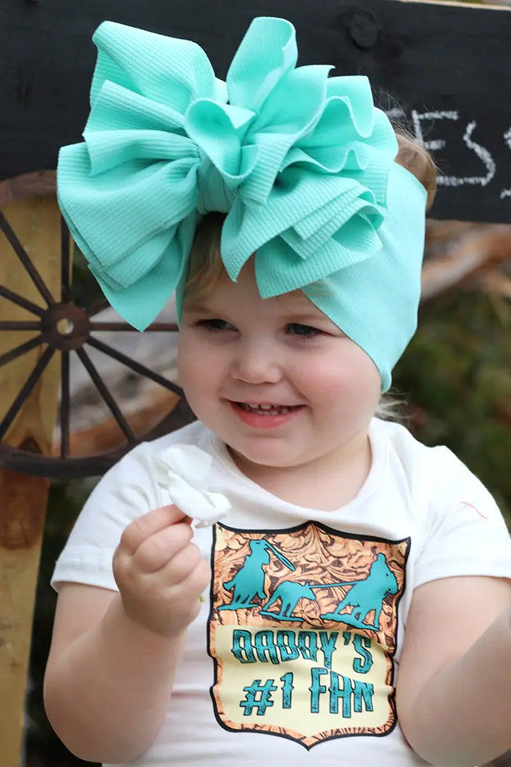AQUA #127 BIG TASSEL BABY HEADBAND.