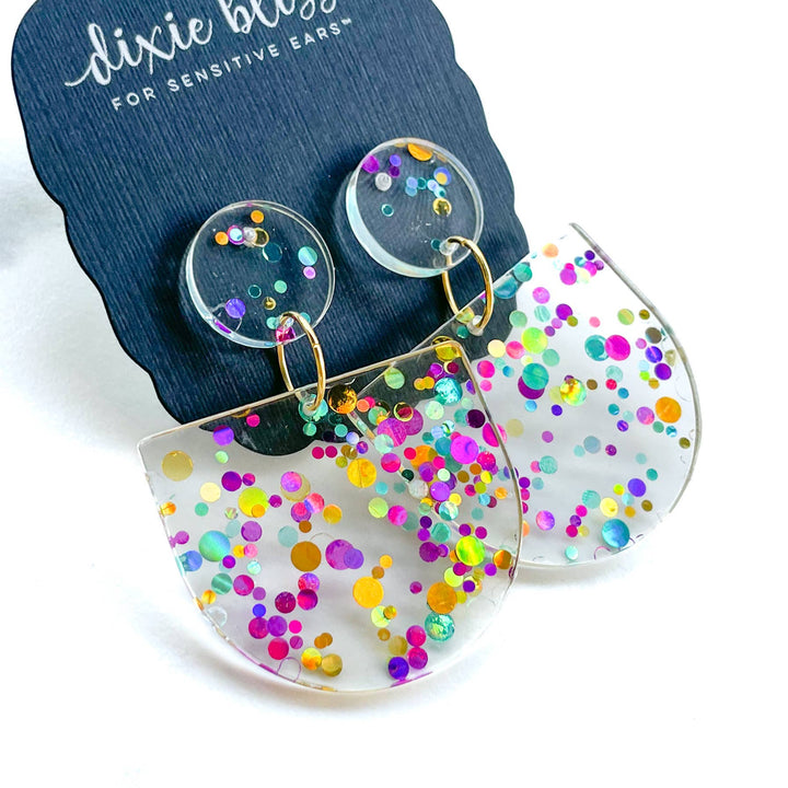 Party Time in Mardi Gras Confetti Earrings