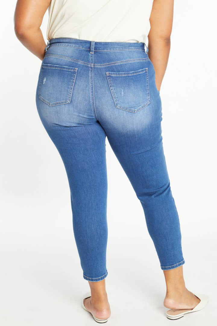 Plus Size Distressed High Rise Ankle Skinny Jeans