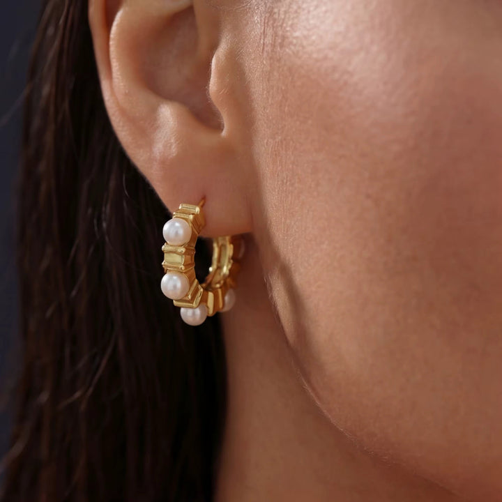 Pearl Hoop Earrings New RTS