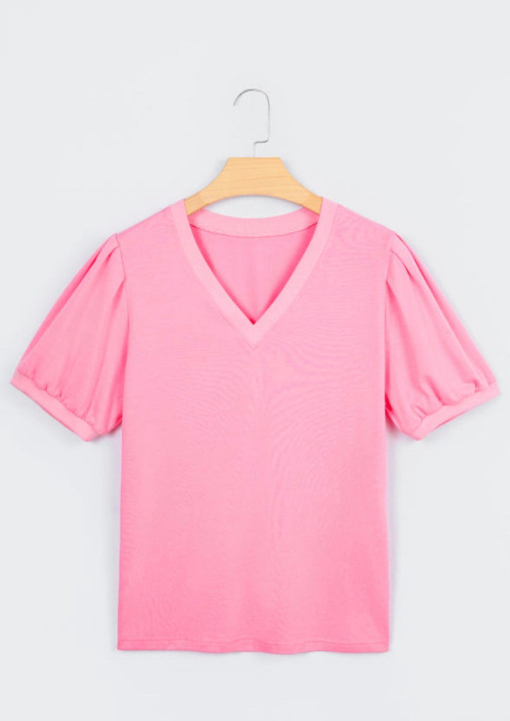 V Neck Puff Blouse *multiple colors* RTS