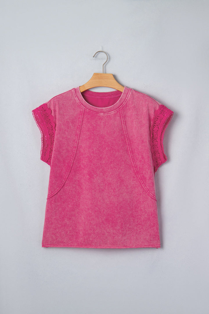Mineral Wash Lace Detail Top RTS