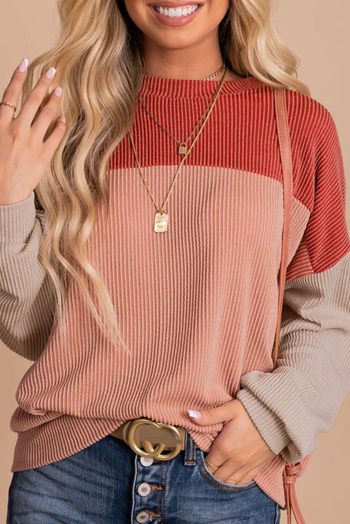 TYT Colorblock Ribbed Loose Top RTS
