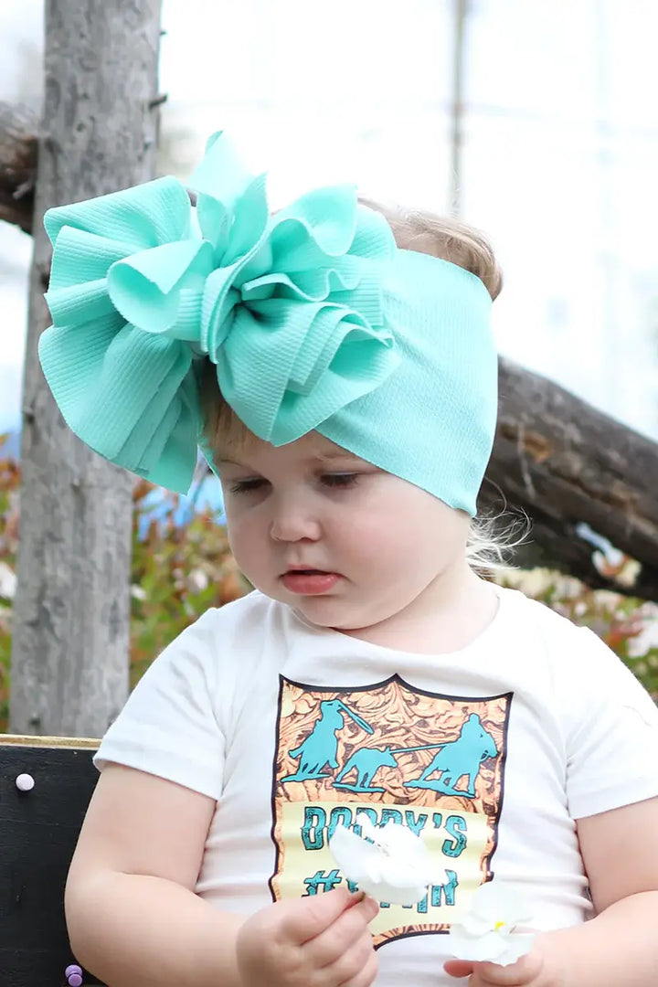 AQUA #127 BIG TASSEL BABY HEADBAND.