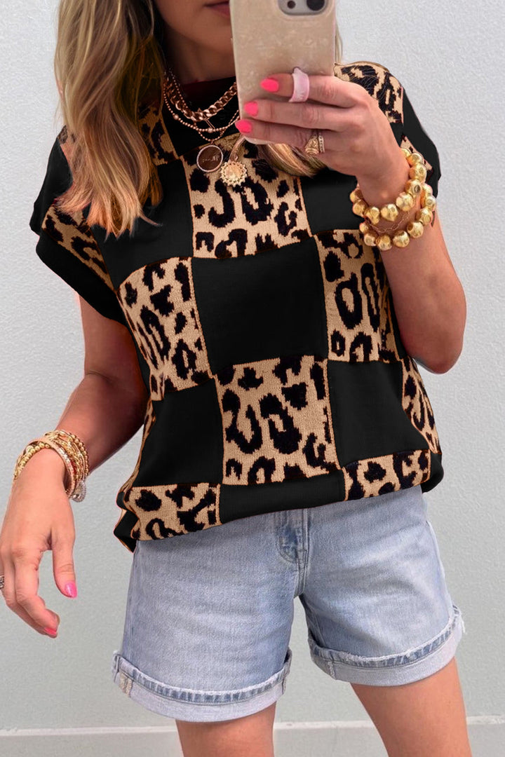 Leopard Checker Sweater *multiple colors* RTS
