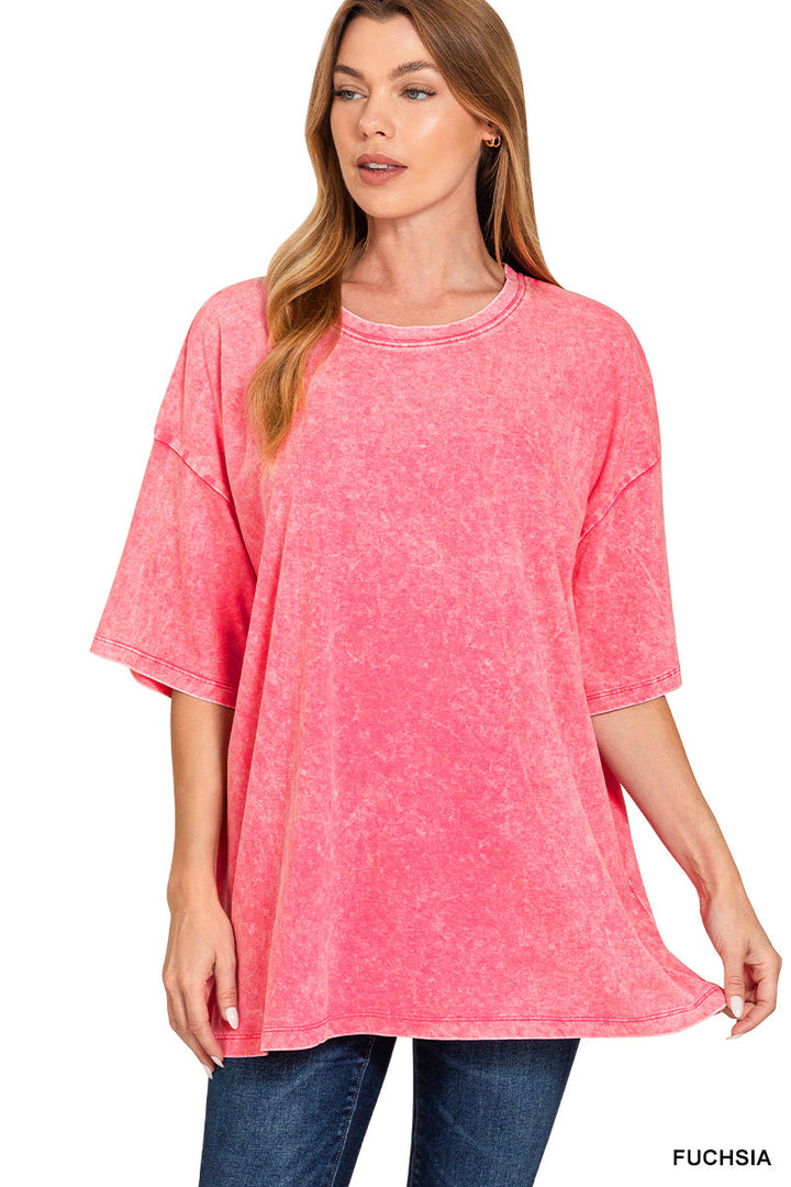 Acid-Wash Boyfriend Box Top Zenana RTS