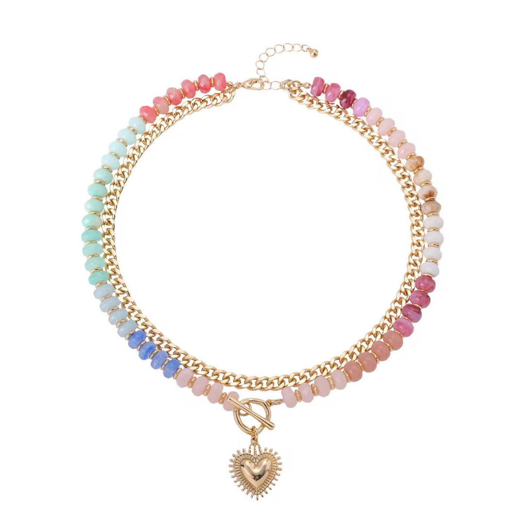 Rainbow Heart Layered Necklace RTS