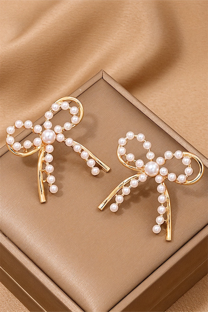 Pearl and Gold Bow Earrings RTS
