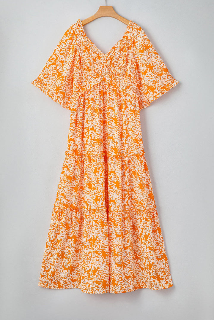 Orange Floral Maxi Dress RTS