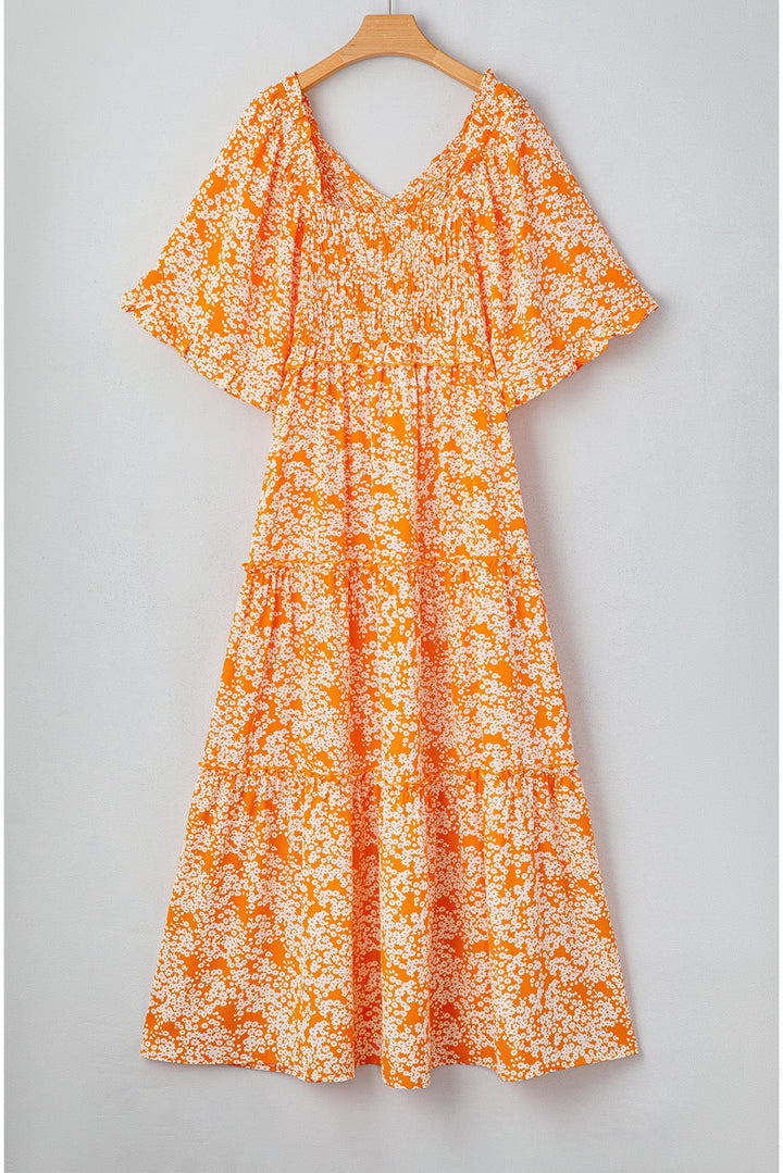 Orange Floral Maxi Dress RTS