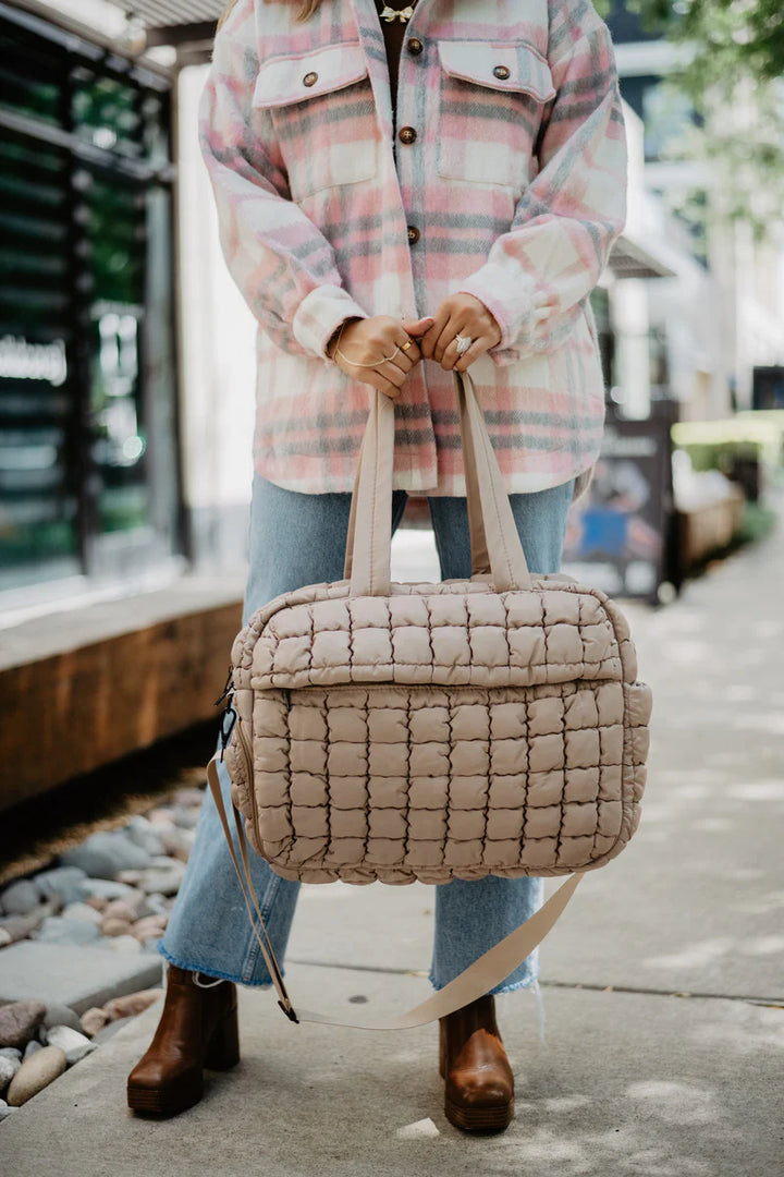 Quilted Weekend Duffel Bag w/ Pass-Thru Slip