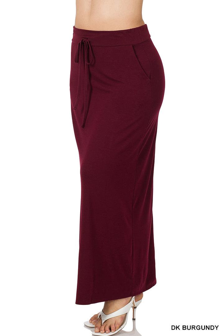 Plus Maxi Skirt Drawstring & Pockets
