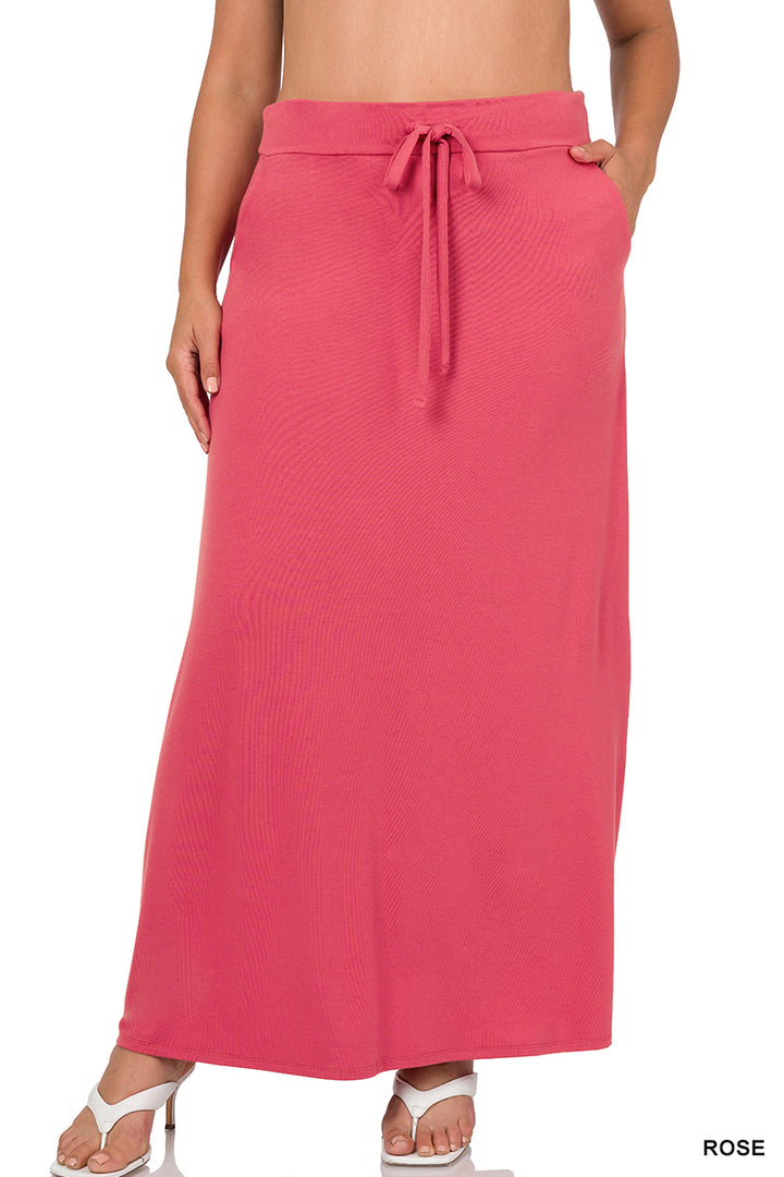 Plus Maxi Skirt Drawstring & Pockets