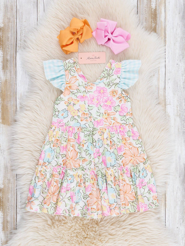 Flutter Sleeve Tiered Ruffle Dress - Wildflower Doodles
