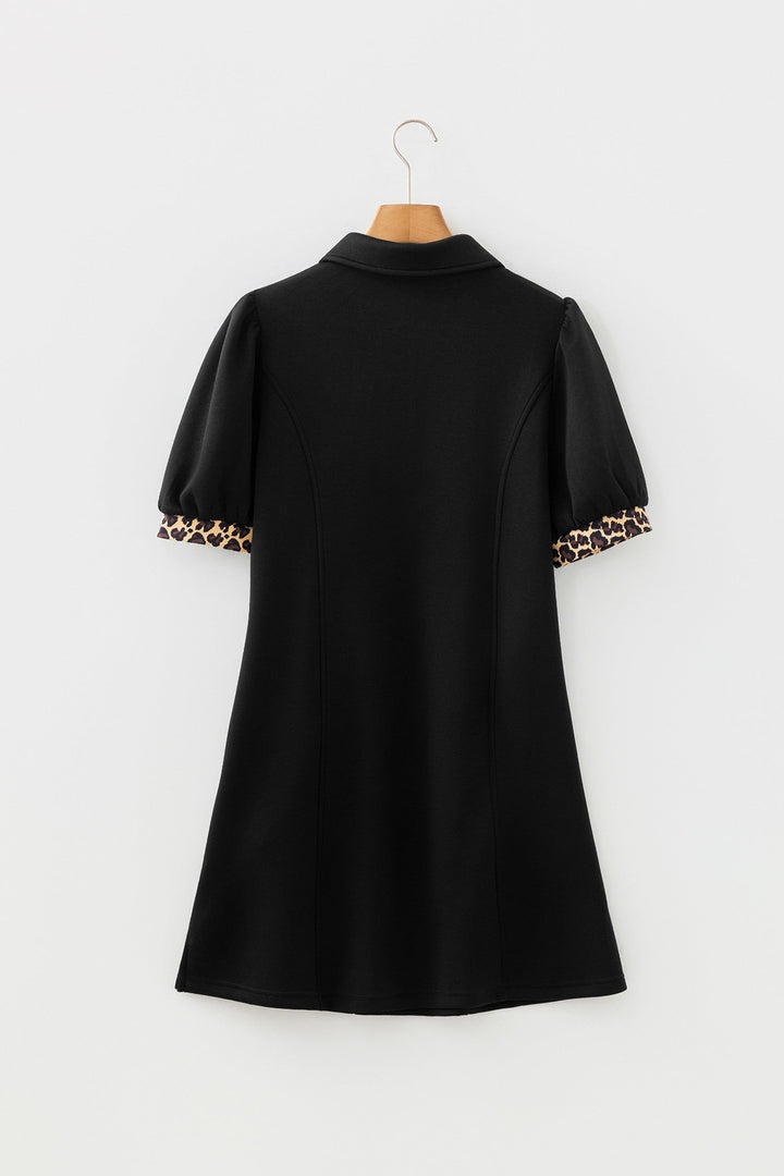 Leopard Patchwork Quarter Zip Mini Dress RTS
