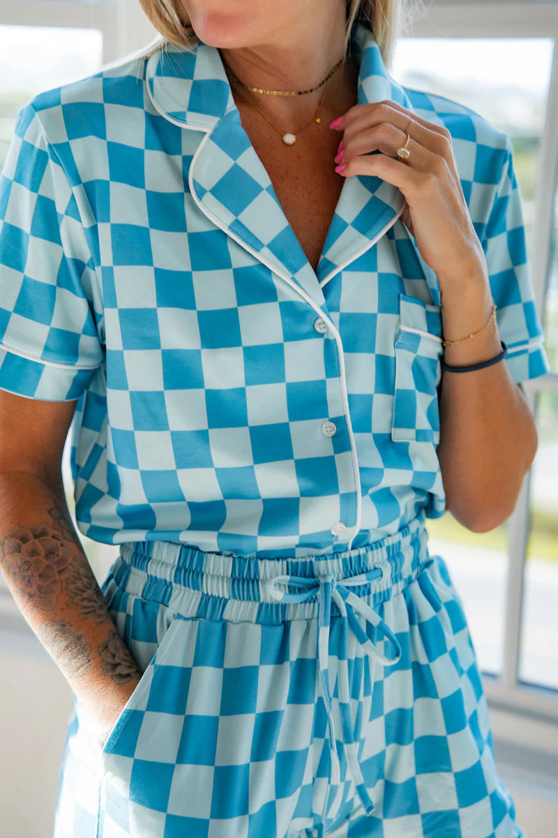 Teal Checker Pajamas Shorts Set – The Alabloom