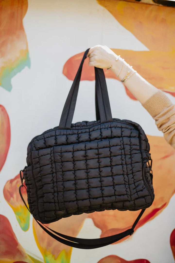 Quilted Weekend Duffel Bag w/ Pass-Thru Slip