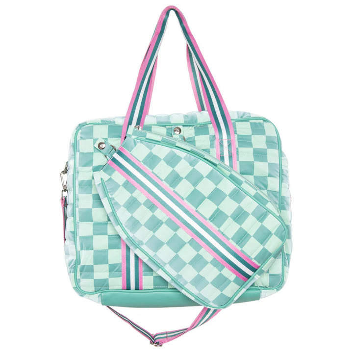 Teal or Pink Checkered Pickleball Bag