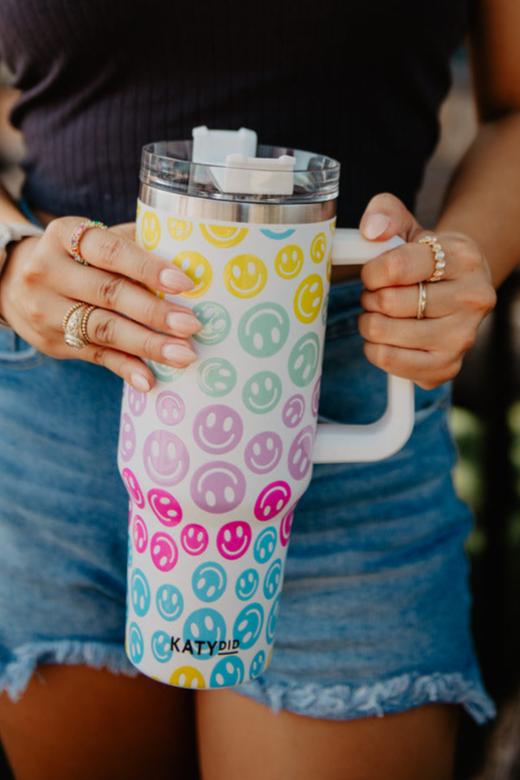 Pastel Happy Face 40oz Tumbler