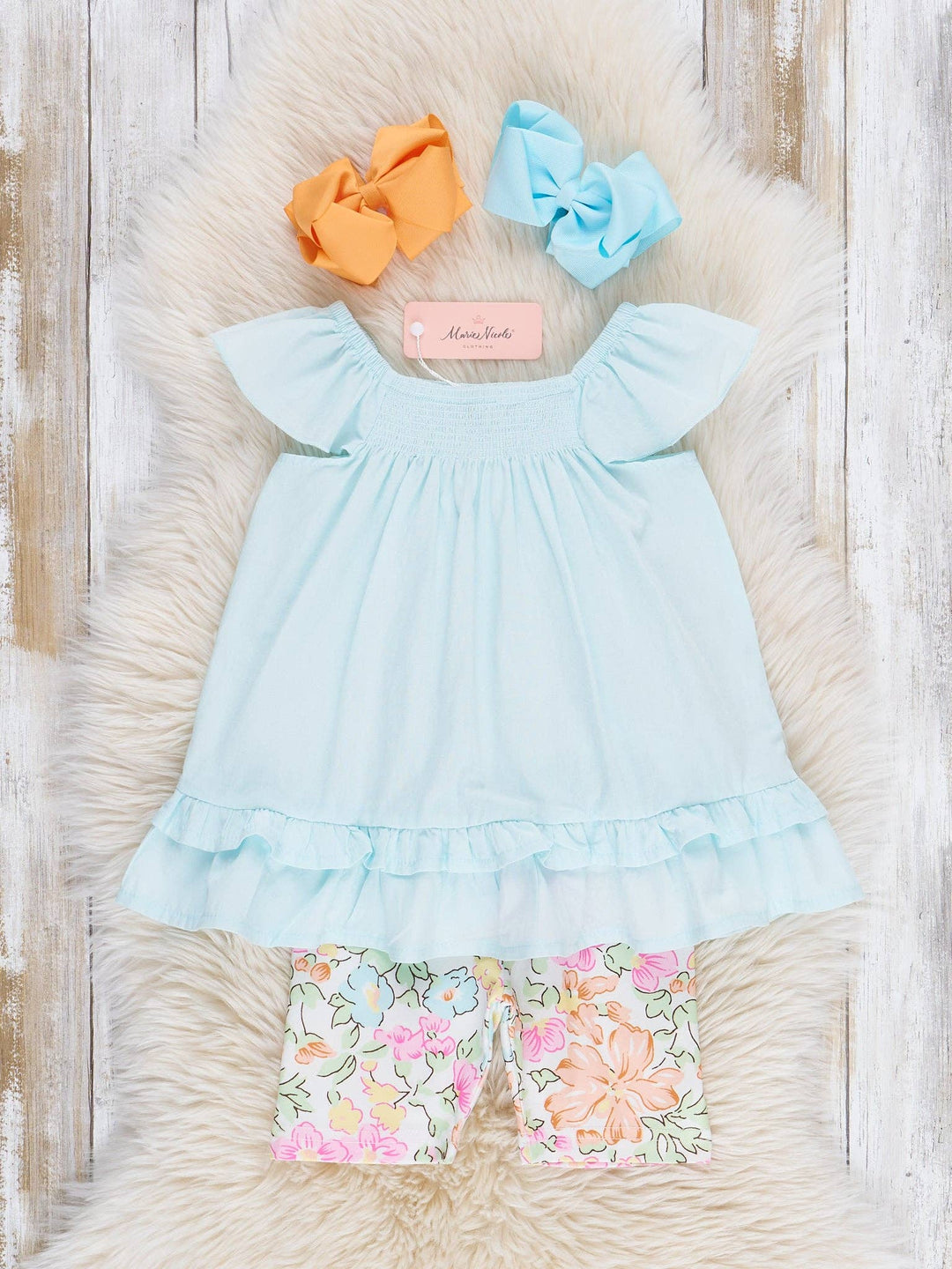 Ruffle Top & Biker Shorts Outfit - Wildflower Doodles