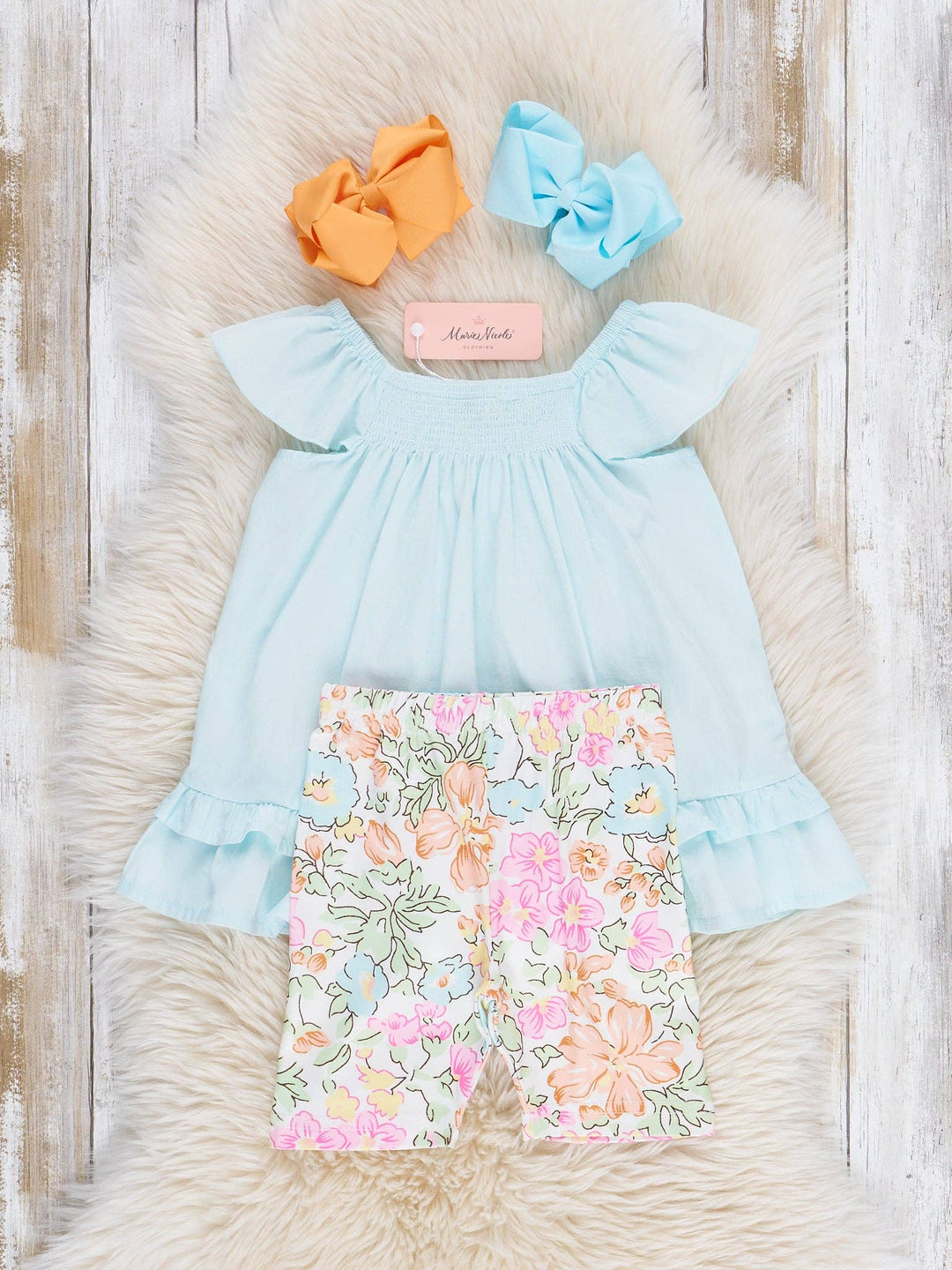 Ruffle Top & Biker Shorts Outfit - Wildflower Doodles