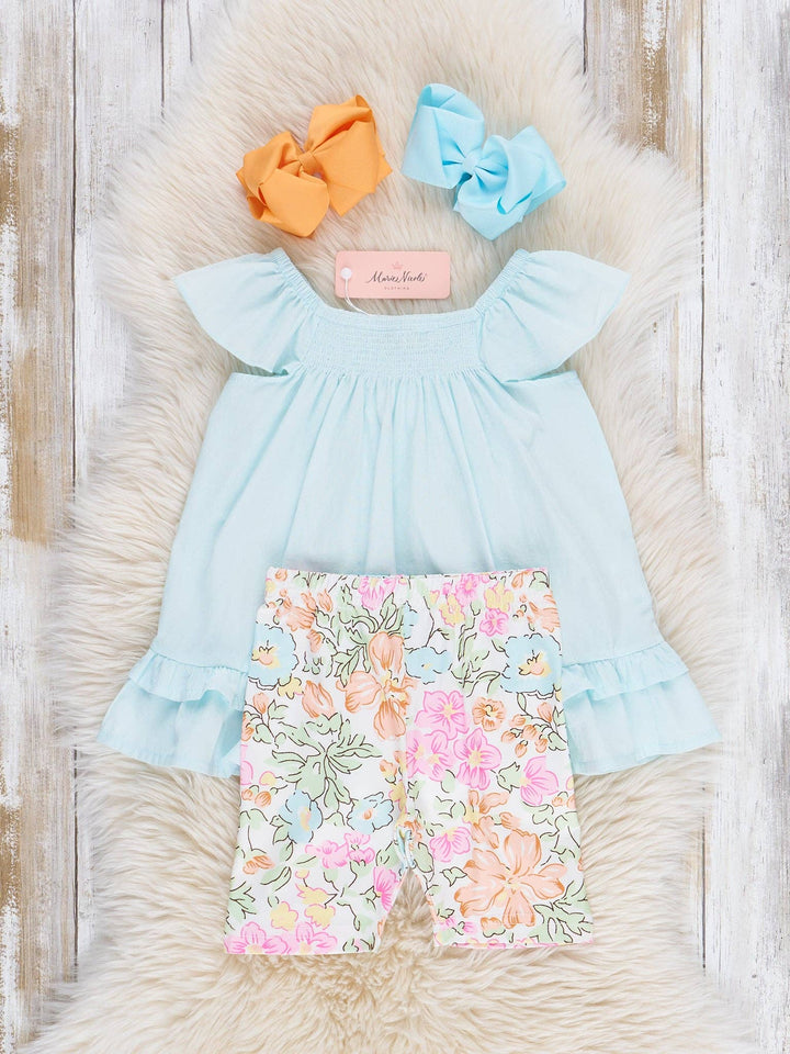 Ruffle Top & Biker Shorts Outfit - Wildflower Doodles