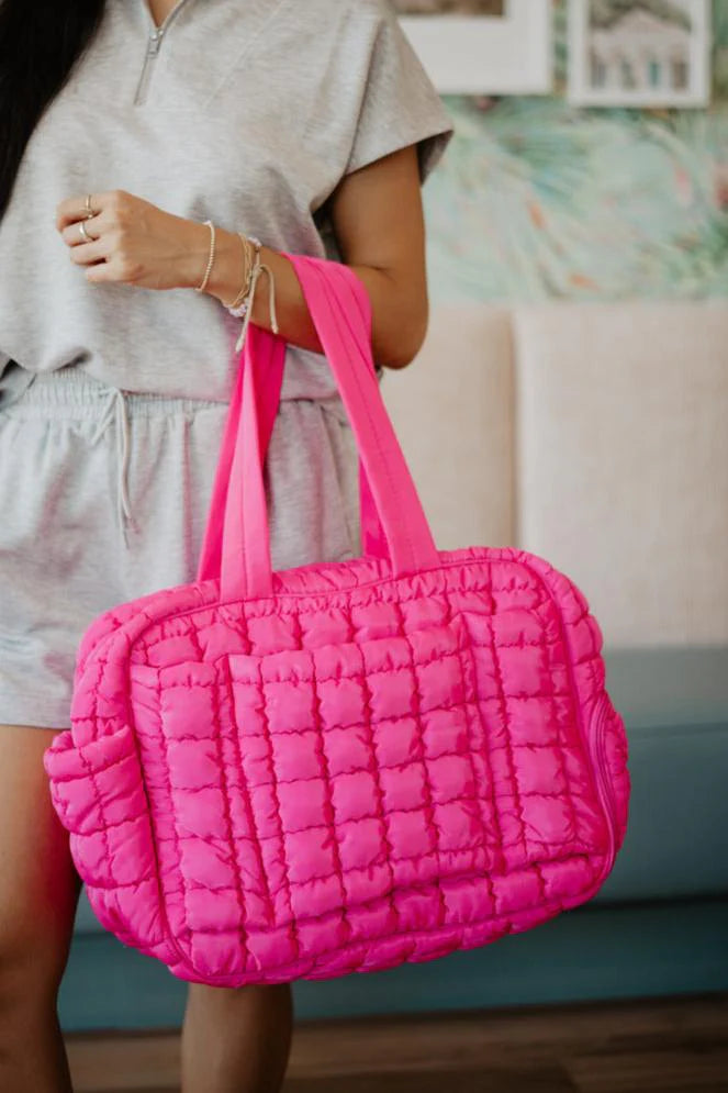 Quilted Weekend Duffel Bag w/ Pass-Thru Slip