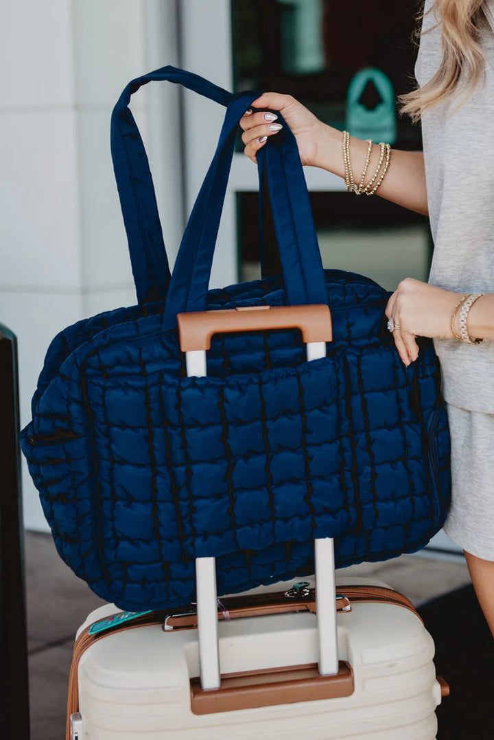 Quilted Weekend Duffel Bag w/ Pass-Thru Slip