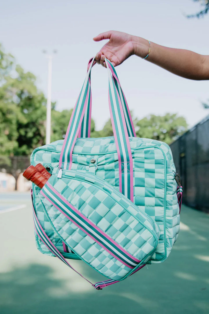 Teal or Pink Checkered Pickleball Bag