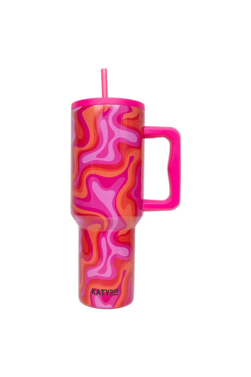 Hot Pink Retro Swirl 38oz Tumbler