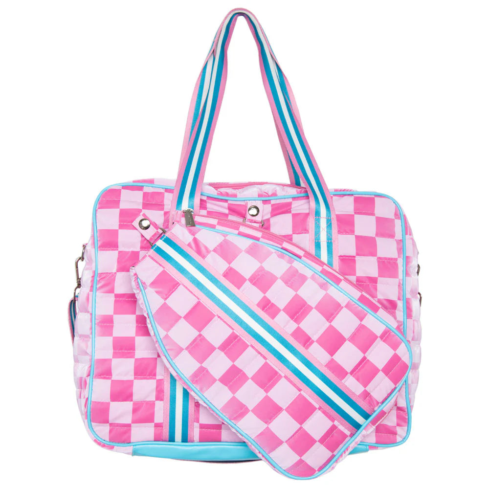 Teal or Pink Checkered Pickleball Bag