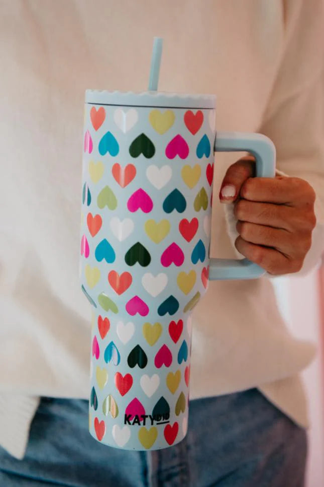 Multicolored Hearts Mint 38oz Tumbler